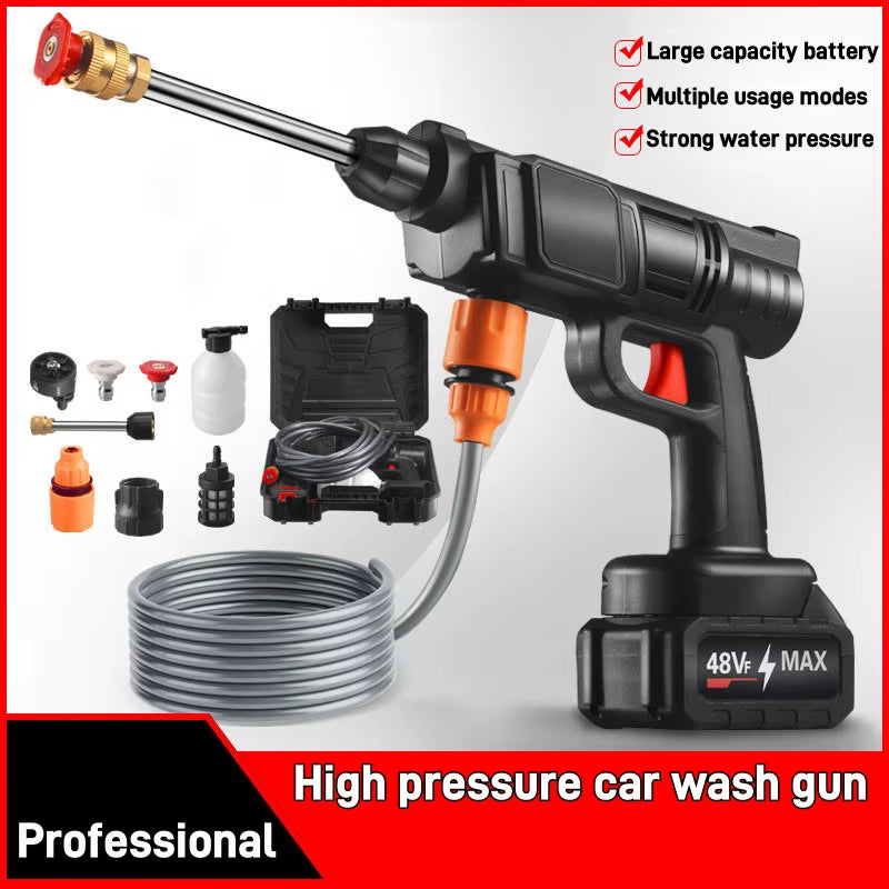 Portable Cordless Electric Washing Machine, Professional Car Wash Set High Pressure Washer, Multi-Nozzle High Pressure Washer