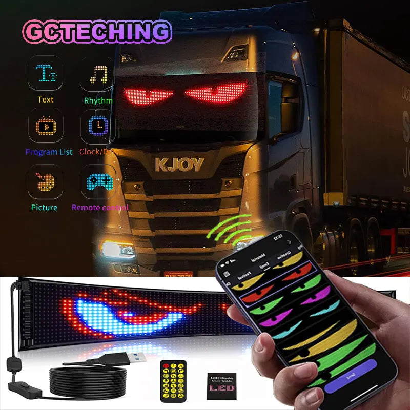 Led Eyes for Truck Led Matrix Panel RGB LED Car Panel DIY Programmable Bluetooth App Control Scrolling Light