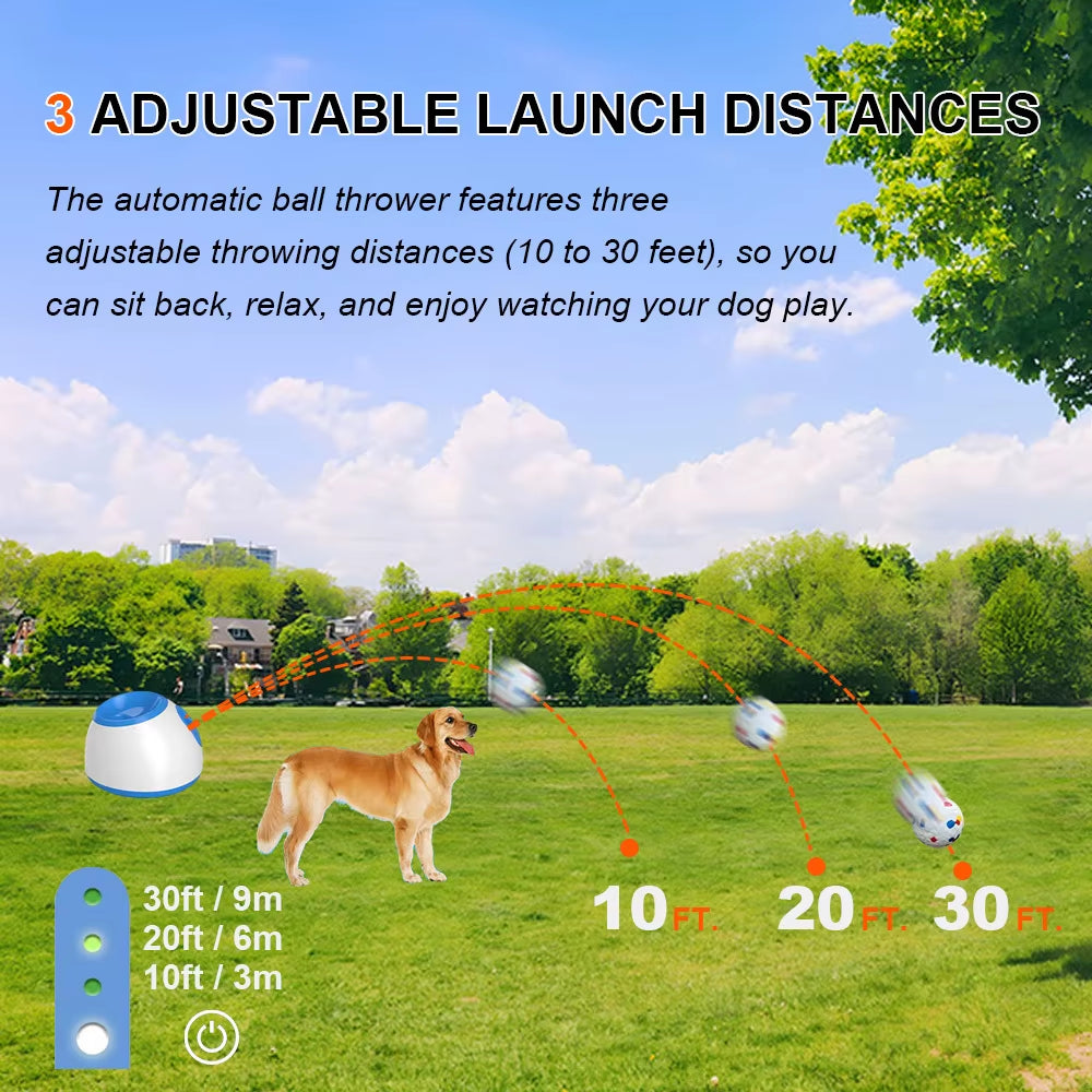 Dog Automatic Ball Thrower Interactive Small Dog Automatic Ball Thrower Outdoor Automatic Ball Thrower Launch Distance 10-30Ft