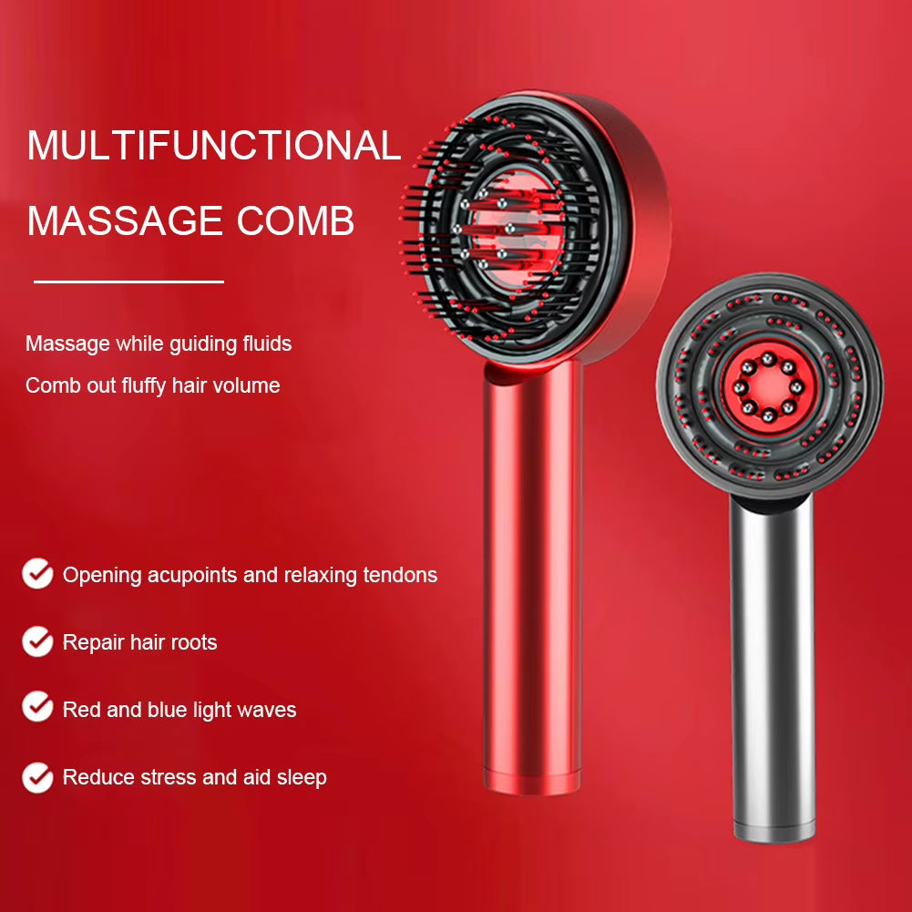 Scalp Massaging Comb USB Charging Electric Hair Scalp Massager Brush with Red Light Oil Applicator for Men Women