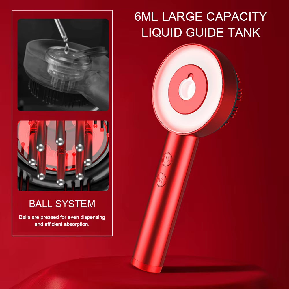 Scalp Massaging Comb USB Charging Electric Hair Scalp Massager Brush with Red Light Oil Applicator for Men Women