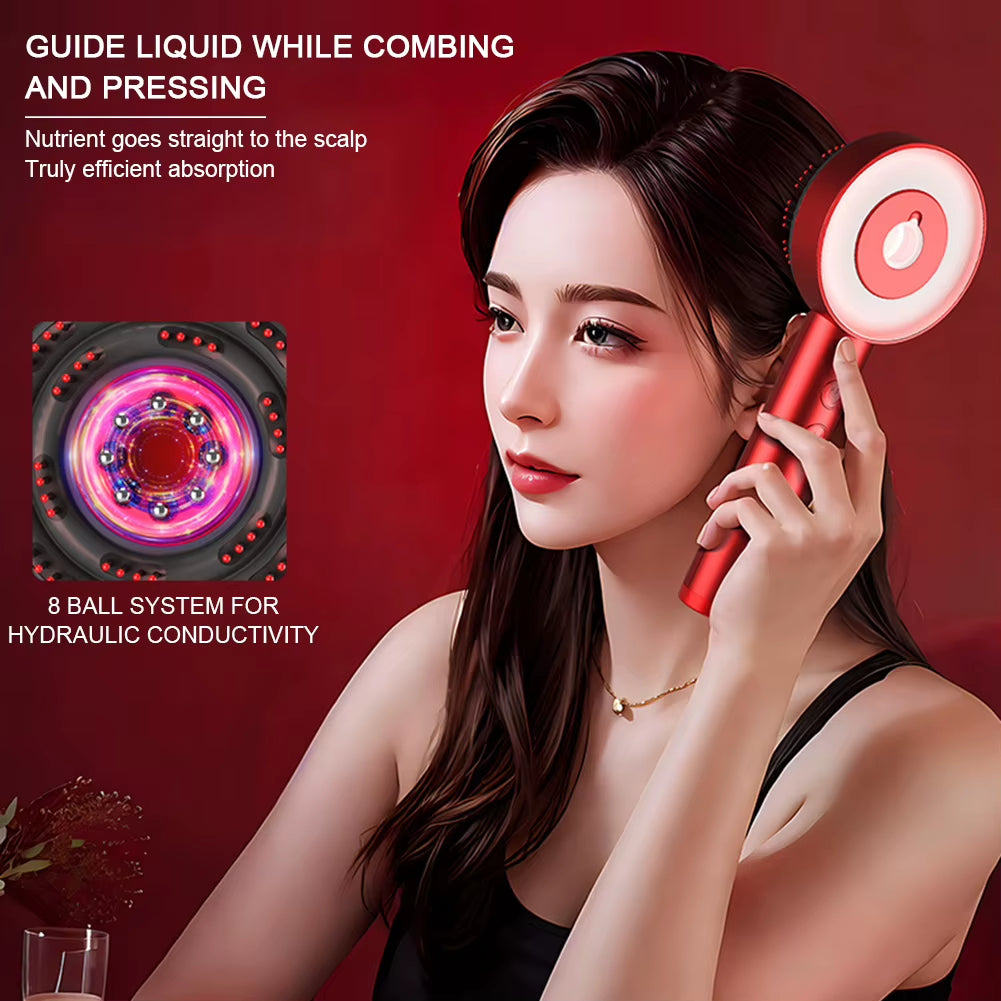 Scalp Massaging Comb USB Charging Electric Hair Scalp Massager Brush with Red Light Oil Applicator for Men Women