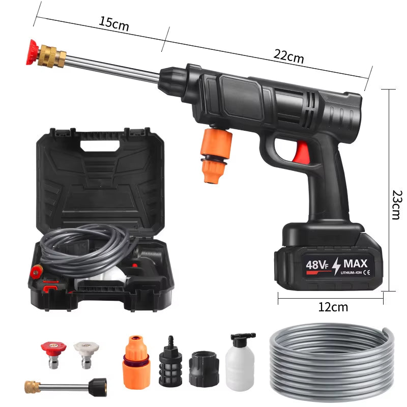 Portable Cordless Electric Washing Machine, Professional Car Wash Set High Pressure Washer, Multi-Nozzle High Pressure Washer
